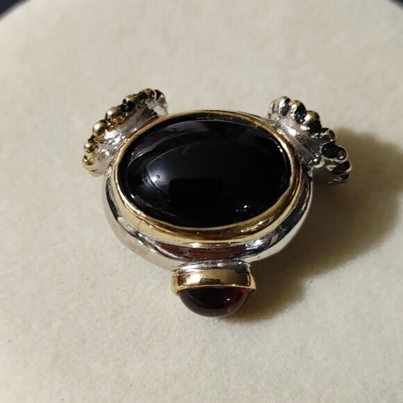 Joseph Esposito Snap Woven Chain Necklace Detachable Pendant Gold Tone Black Red - Picture 13 of 16